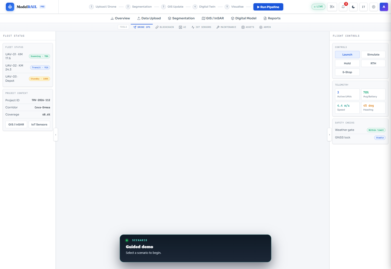 Drone flight path planning interface.