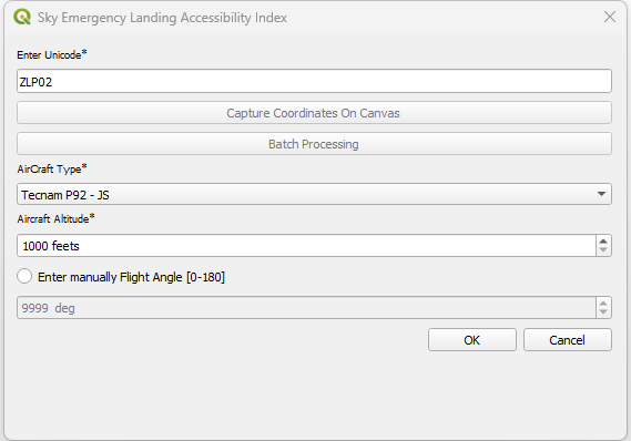 Cross-border highway SPO QGIS plugin dialog.
